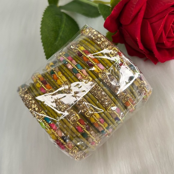 Mustard Gold Bangle Set - Picture 3 of 3